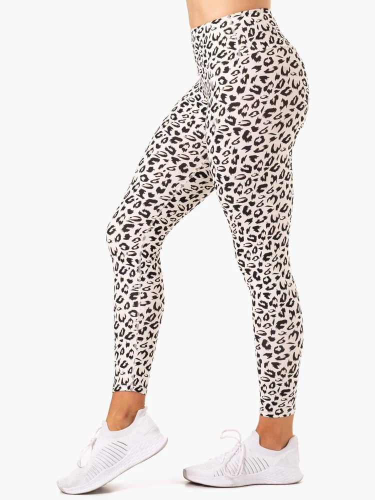 White Leopard Print Women Legging