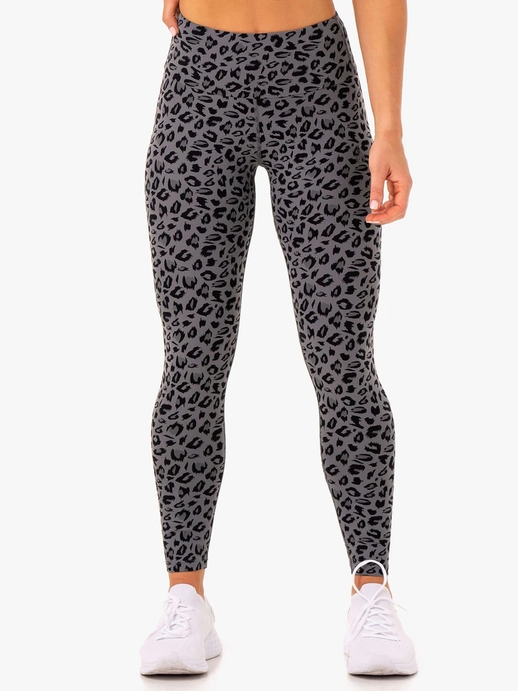 Grey Leopard Print Women Legging