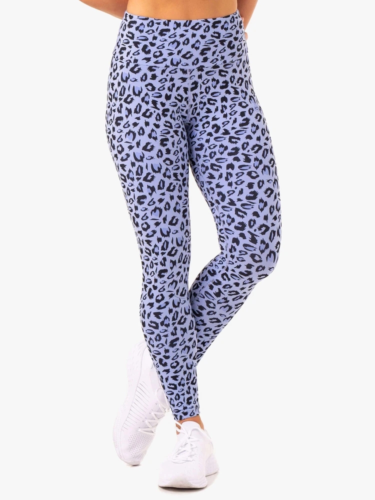 Blue Leopard Print Women Legging