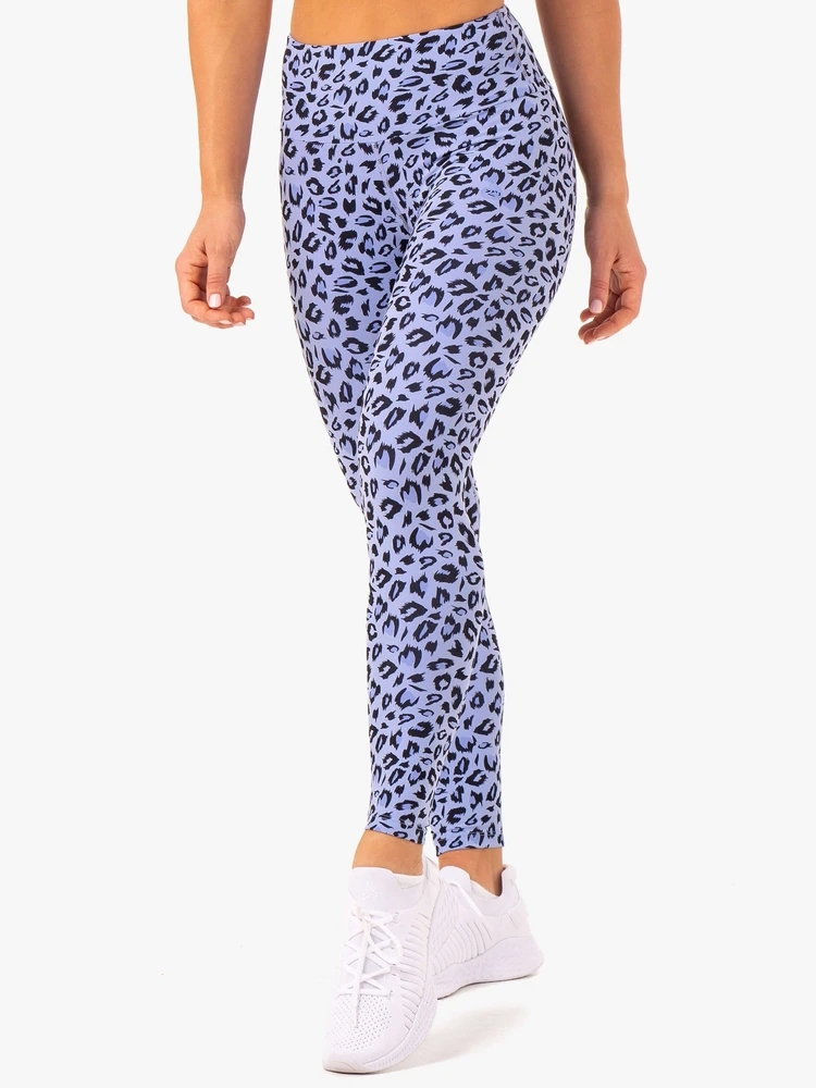 Blue Leopard Print Women Legging