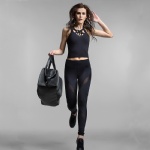 Special Design Black Fabric With Mesh Girls Yoga Pants